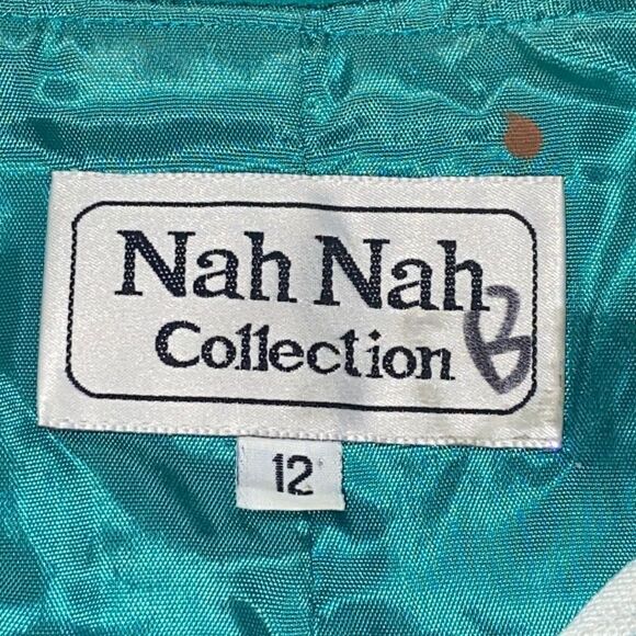 VTG Nah Nah Collection Lace Emerald Sequins Women Blazer Sz 12 Made In USA - Picture 11 of 16